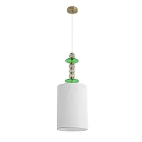 Светильник подвесной Ilmira 8337/1A Lumion белый на 1 лампу, основание зелёное бронзовое в стиле классический 