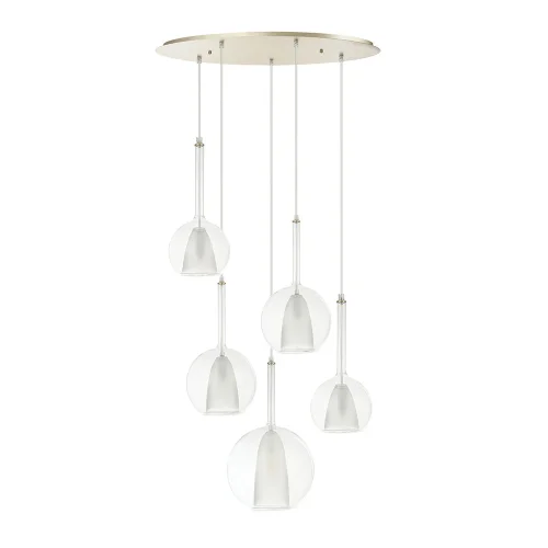 Светильник подвесной Gala A2720SP-5SG Arte Lamp белый прозрачный на 5 ламп, основание матовое золото в стиле современный выдувное каскад