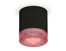 Светильник накладной XS7402012 Ambrella light чёрный розовый 1 лампа, основание чёрное в стиле хай-тек модерн круглый