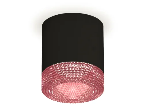 Светильник накладной XS7402012 Ambrella light розовый чёрный 1 лампа, основание чёрное в стиле хай-тек современный круглый