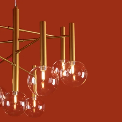 Люстра подвесная Luce FR5584CL-L45G Freya прозрачная на 9 ламп, основание золотое в стиле современный фото 8 Люстра подвесная Luce FR5584CL-L45G Freya прозрачная на 9 ламп, основание золотое в стиле современный фото 8