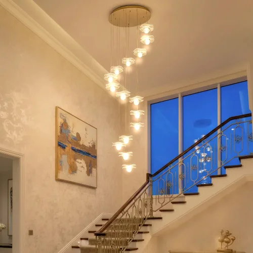 Люстра каскадная LED Signature CL247057 Citilux прозрачная на 1 лампу, основание бронзовое в стиле современный флористика фото 5