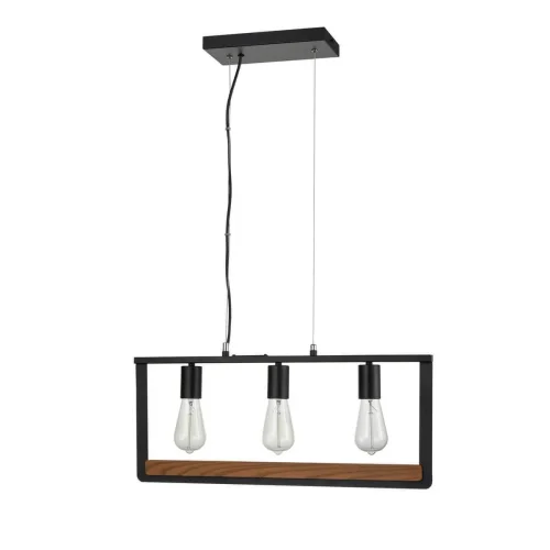 Светильник подвесной лофт Reef VL6072P32 Vele Luce чёрный без плафона коричневый на 3 лампы, основание чёрное в стиле лофт 
