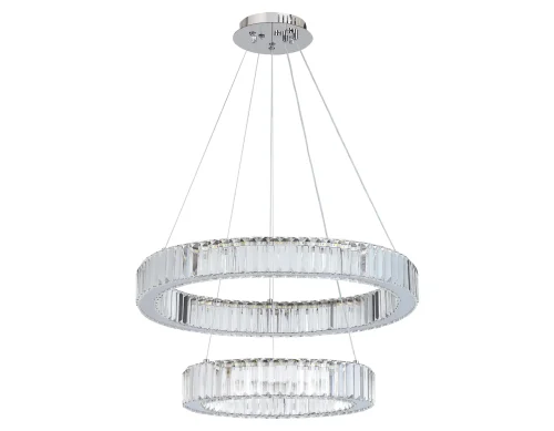 Люстра подвесная LED TR5001 Ambrella light прозрачная на 1 лампа, основание хром в стиле классический современный кольца фото 6