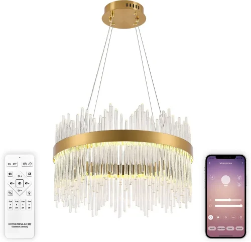 Люстра подвесная LED с пультом INNOVATION STYLE 83156 Natali Kovaltseva прозрачная на 1 лампу, основание золотое в стиле современный с пультом