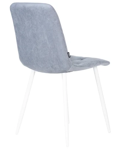 Стул обеденный 006 DOBRIN CHILLY ROMBO, цвет сиденья серо-голубой Simple 26, цвет основания белый Dobrin, серый синий/велюр, ножки/металл/белый, размеры - ****460*550 фото 4