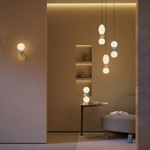 Бра LED Brosche MOD362WL-L5GR3K Maytoni белый на 1 лампу, основание латунь в стиле современный арт-деко шар фото 6