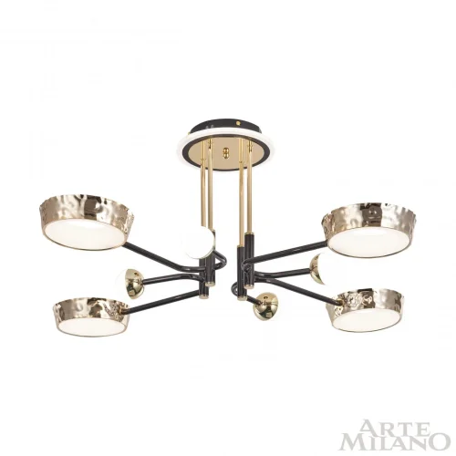 Люстра потолочная LED Ferrara-73210 273210/8 BK/GD Arte Milano белая на 1 лампу, основание золотое в стиле современный хай-тек фото 8