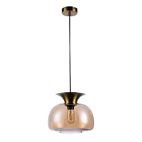 Светильник подвесной Mela V000096 Indigo янтарный 1 лампа, основание бронзовое в стиле современный выдувное