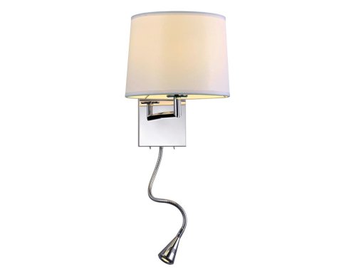 Бра с выключателем 14102/A LED white Newport белый на 1 лампа, основание хром в стиле современный гибкая ножка