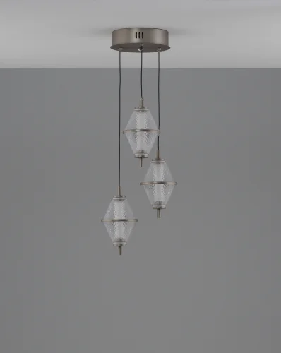 Светильник подвесной LED Senta V11368-PL Moderli прозрачный на 3 лампы, основание хром в стиле современный каскад фото 2
