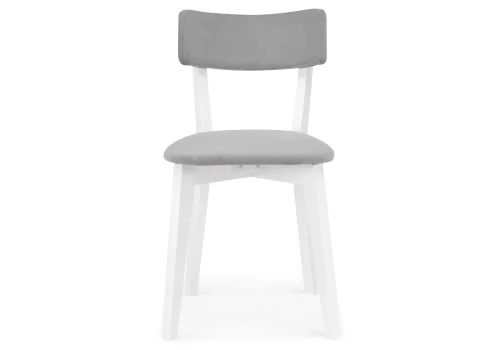 Деревянный стул Гилмар серый велюр / белый 515982 Woodville, серый/велюр, ножки/массив бука дерево/белый, размеры - ****440*560 фото 2