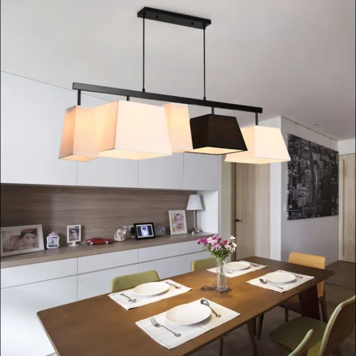 Светильник подвесной Parecchi Black L117 Square section 102006-26 ImperiumLoft белый бежевый на 5 ламп, основание чёрное в стиле современный фото 12