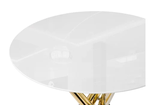 Стеклянный стол Rock 80х75 white / gold 15550 Woodville столешница белая из стекло фото 4