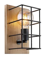 Бра Merril 15530W Globo чёрный 1 лампа, основание коричневое в стиле лофт 