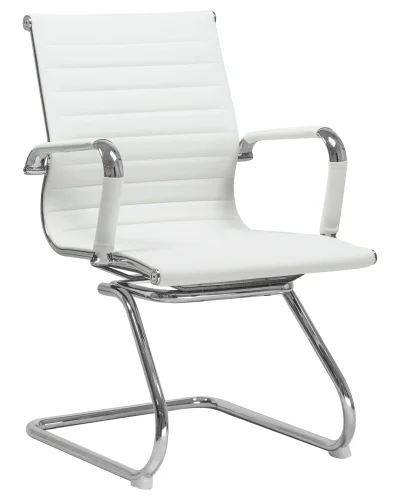 Офисное кресло для посетителей 102N-LMR CODY, цвет сиденья белый, цвет основания хромированная сталь Dobrin, белый/экокожа, ножки/металл/хром, размеры - ****535*600 фото 2