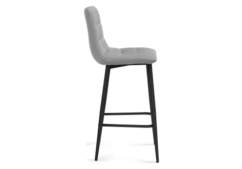 Полубарный стул Чилли К светло-серый / черный 537074 Woodville, серый/велюр, ножки/металл/чёрный, размеры - ****430*420 фото 3