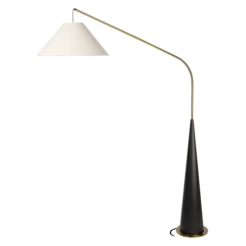 Торшер Бобби / Bobbie 10570F Black LOFT IT белый на 1 лампу, основание бронзовое чёрное в стиле кантри винтаж 