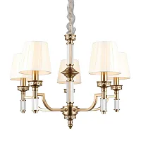 Люстра подвесная Dimaro OML-87813-05 Omnilux бежевая на 5 ламп, основание хром в стиле классический 