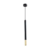 Светильник подвесной LED Shumer V2340-PL Moderli золотой на 1 лампу, основание чёрное в стиле минимализм трубочки