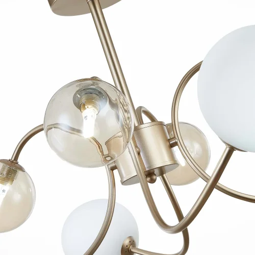 Люстра потолочная Formae SLE220922-08 Evoluce белая на 8 ламп, основание золотое в стиле современный шар фото 3