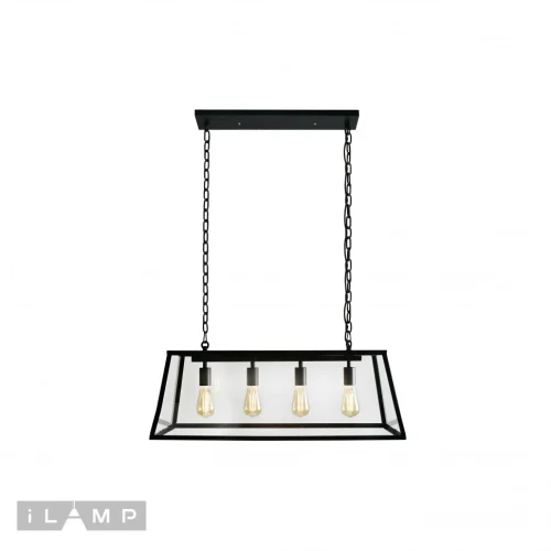 Люстра подвесная Glass Loft146-4 iLamp прозрачная на 4 лампы, основание чёрное в стиле лофт  фото 2