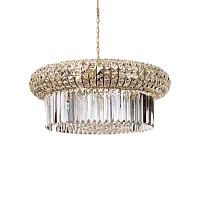 Люстра подвесная хрустальная NABUCCO SP16 Ideal Lux прозрачная на 18 ламп, основание золотое в стиле современный 