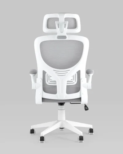 Кресло офисное TopChairs Airone, белый УТ000036681 Stool Group, серый/сетка текстиль, ножки/металл/белый, размеры - ***** фото 4