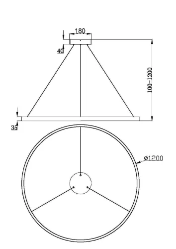 Светильник подвесной LED Rim MOD058PL-L65W3K Maytoni белый на 1 лампу, основание белое в стиле хай-тек современный минимализм кольца фото 4