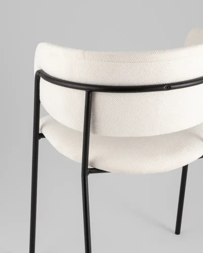 Кресло Нэлли New, буклированный велюр белый УТ000039980 Stool Group, белый/букле, ножки/металл/чёрный, размеры - ***** фото 6