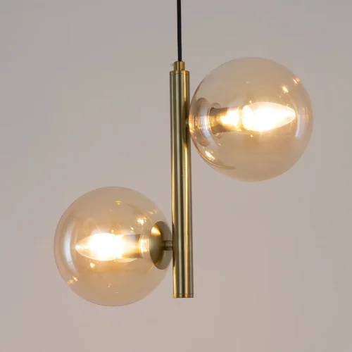 Светильник подвесной Лорен CL146023 Citilux янтарный 2 лампы, основание бронзовое в стиле современный молекула шар фото 4