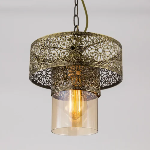 Светильник подвесной Эмир CL467133 Citilux янтарный 1 лампа, основание бронзовое в стиле восточный кантри  фото 2