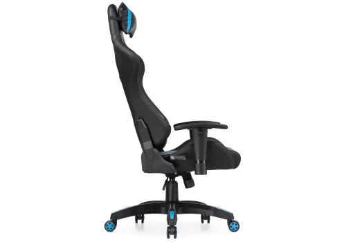 Компьютерное кресло Blok light blue / black 15137 Woodville, чёрный голубой/искусственная кожа, ножки/пластик/чёрный, размеры - *1340***670*540 фото 4