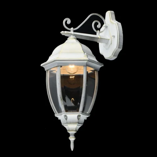 Настенный светильник Фабур 804020901 DeMarkt уличный IP44 белый 1 лампа, плафон прозрачный в стиле классический E27 фото 2