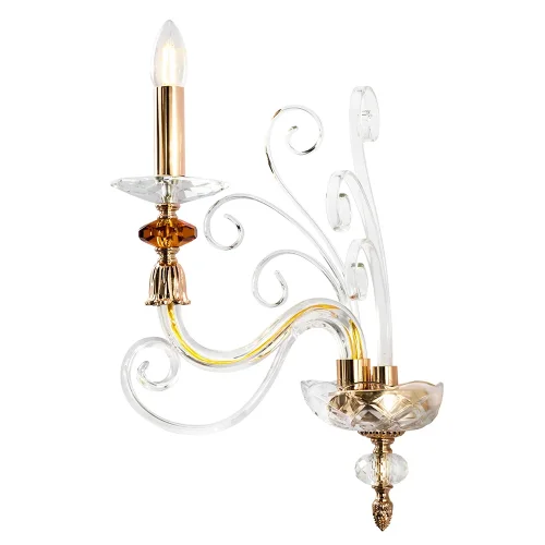 Бра CATARINA AP1 V2 GOLD/TRANSPARENT-COGNAC Crystal Lux без плафона на 1 лампу, основание золотое прозрачное в стиле арт-деко фото 3