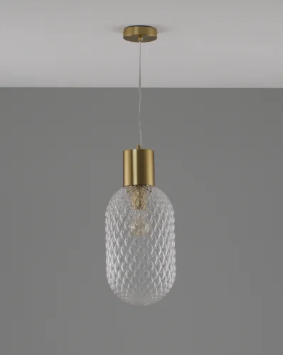 Светильник подвесной Sunset V10918-P Moderli прозрачный 1 лампа, основание золотое в стиле современный выдувное фото 2