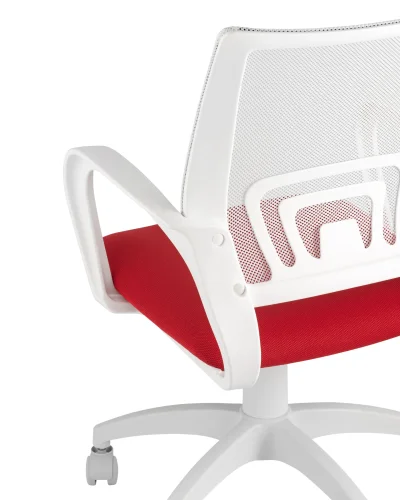 Кресло оператора Topchairs ST-BASIC-W красная ткань 26-22 крестовина белый пластик УТ000036062 Stool Group, красный/ткань, ножки/пластик/белый, размеры - ****635*605 фото 4