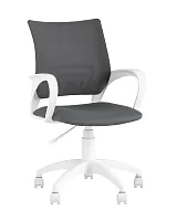 Кресло оператора Topchairs ST-BASIC-W серая ткань 26-25 крестовина белый пластик УТ000036061 Stool Group, серый/ткань, ножки/пластик/белый, размеры - ****635*605