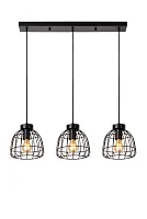 Светильник подвесной Филокс (Filox) 00429/03/30 Lucide чёрный на 3 лампы, основание чёрное в стиле современный 