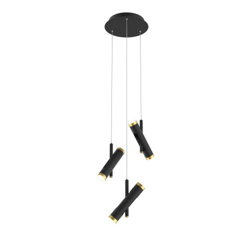 Светильник подвесной LED Duplex 2324-6P Favourite чёрный 6 ламп, основание чёрное в стиле современный трубочки