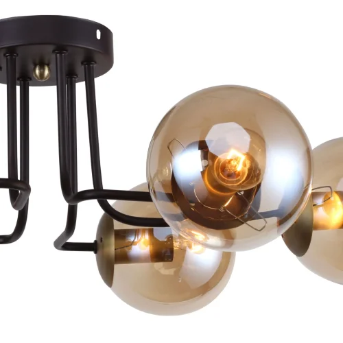 Люстра потолочная Modestus 2344-6U F-promo янтарная на 6 ламп, основание коричневое в стиле современный шар фото 5