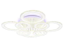 Люстра потолочная LED с пультом FA8854 Ambrella light прозрачная на 1 лампу, основание белое в стиле современный хай-тек с пультом кольца