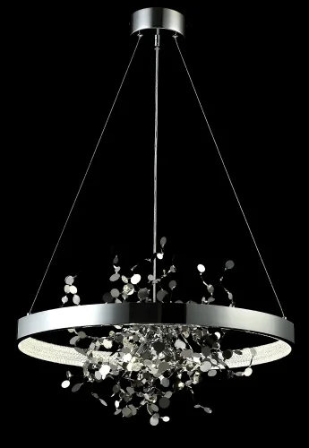 Люстра подвесная LED GARDEN SPLED+3 D600 CHROME Crystal Lux хром на 1 лампа, основание хром в стиле современный кольца ветви фото 4