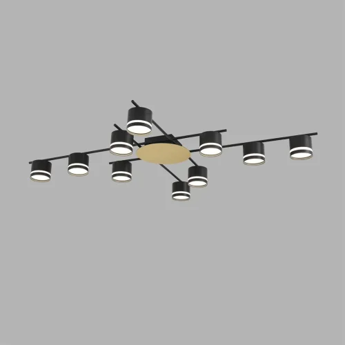 Люстра потолочная Benua 8304/10C Lumion чёрная на 10 ламп, основание чёрное золотое в стиле минимализм фото 5
