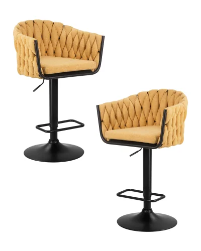 Набор 2 шт Стул барный DOBRIN LEON (жёлтая ткань (LAR 275-8)) цвет сиденья желтый (LAR-275-8), цвет основания черный Dobrin, жёлтый/текстиль, ножки/металл/, размеры - 890*1100****