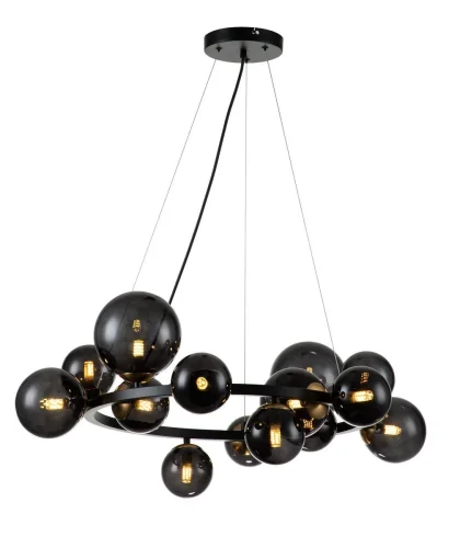 Люстра подвесная Molecola V000194 Indigo чёрная на 14 ламп, основание чёрное в стиле хай-тек шар фото 4