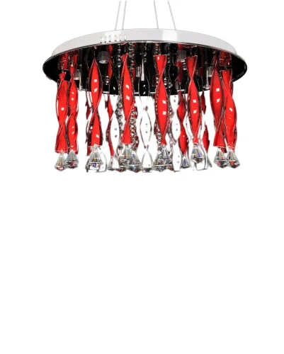 Люстра подвесная Alvedo LDC 9040-17 RED Lumina Deco красная на 17 ламп, основание хром в стиле современный 