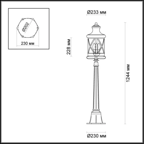 Парковый светильник SATION 4045/3F Odeon Light уличный IP44 чёрный на 3 лампы, плафон прозрачный в стиле кантри E14 фото 2