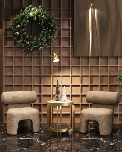 Журнальный столик Калисто 55*55, светлая и темная керамика, сталь шампань УТ000041503 Stool Group столешница из фото 10