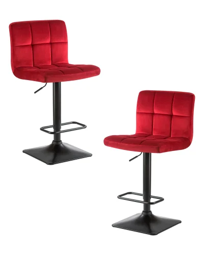 Стул барный набор 2 шт. SET-2 5018-LM DOMINIC, цвет сиденья бордовый велюр (MJ9-43), цвет основания черный Dobrin, /велюр, ножки/металл/чёрный, размеры - 940*1150***420*520